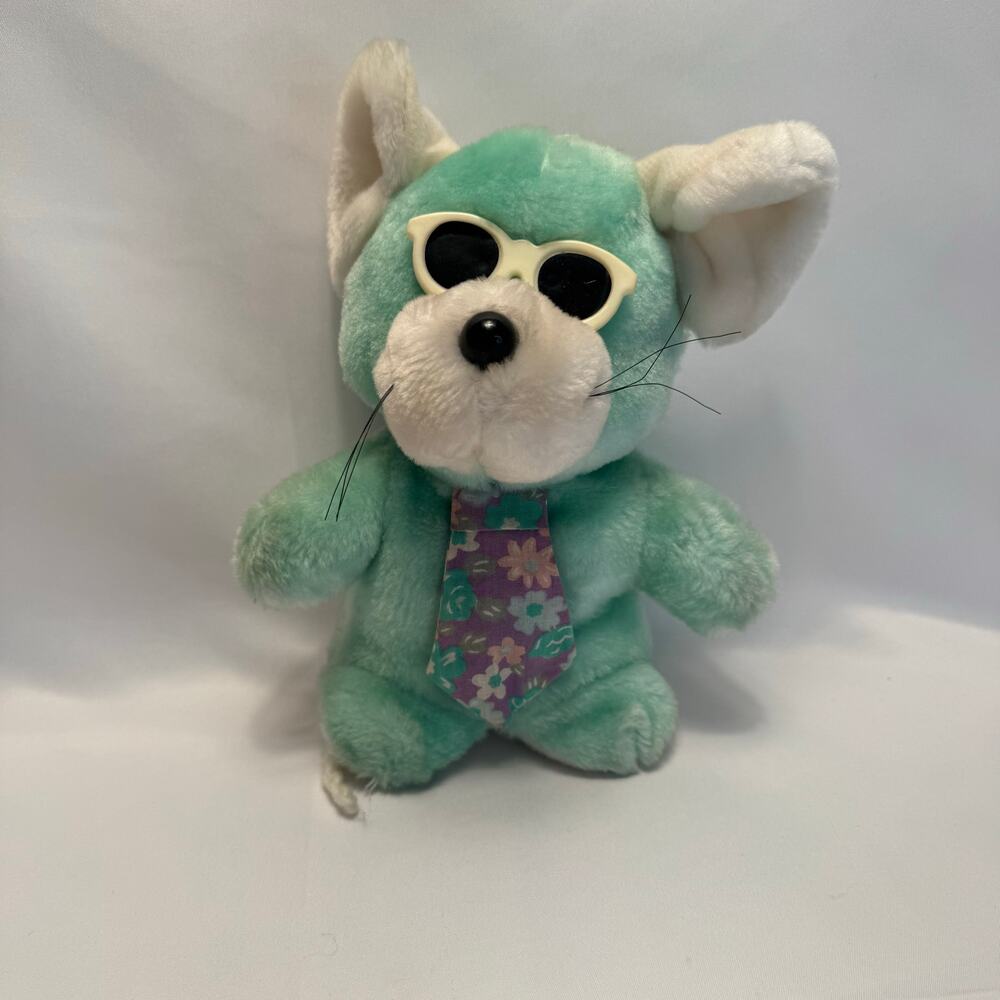 Vintage‎ Commonwealth Green Mouse with Sunglasses Plush Stuffed Animal Toys  8"